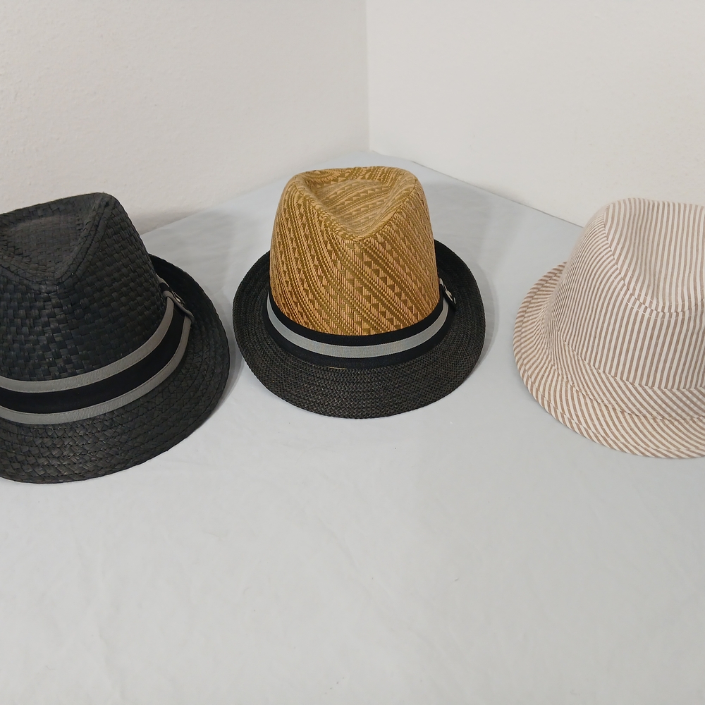 Stylish Men's Fedora Hat Set - Black, Gold, Tan 3 Large Hats In Total